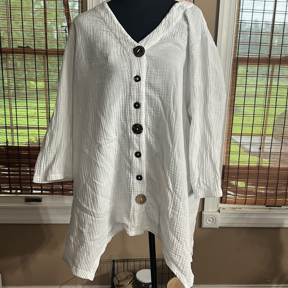 Zac & Rachel Woman white button down shirt Sz 2X